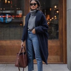 NWT & Other Stories Navy Italian Wool Belted Coat 8